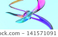 Abstract Colorful Glass Ribbon Flow 3D Render on Bright Modern Background Design 141571091