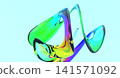Abstract Colorful Transparent Glass Form 3D Render Bright Modern Background 141571092