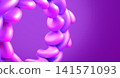 Abstract Glossy Purple Tube Ring 3D Render on Vibrant Gradient Background Design 141571093