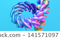 Abstract Blue Inflatable Ring 3D Render on Bright Cyan Background Design 141571097