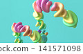 Abstract Glossy Blue Tubular Loop 3D Render on Cyan Gradient Background Design 141571098