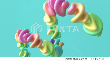 Abstract Glossy Blue Tubular Loop 3D Render on Cyan Gradient Background Design 141571098