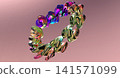 Abstract Colorful Bubble Cluster 3D Render on Vibrant Gradient Background 141571099