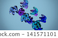 Abstract Floating Glass Bubble Forms 3D Render on Blue Modern Background Design 141571101