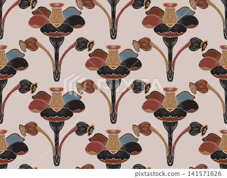 seamless pattern with pink flamingo 141571626