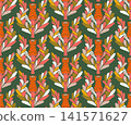 seamless pattern with stylized bird feathers 141571627