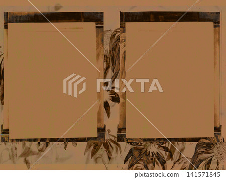 Elegant double portrait frame mockup featuring vintage botanical artwork, aged paper texture and two blank vertical templates. Perfect for invitations Elegant double portrait frame mockup featuring vintage botanical artwork, aged paper texture and two blank vertical templates. Perfect for invitations 141571845