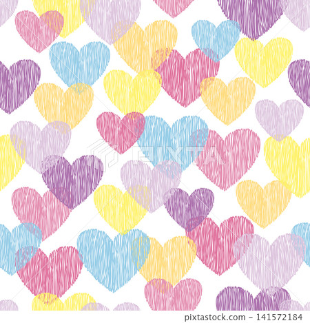 Seamless hand drawn hearts pattern. Colorful vector illustration Seamless hand drawn hearts pattern. Colorful vector illustration 141572184