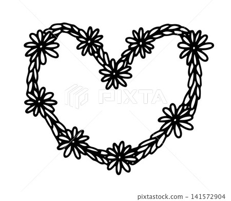 Hand drawn floral heart wreath Hand drawn floral heart wreath 141572904