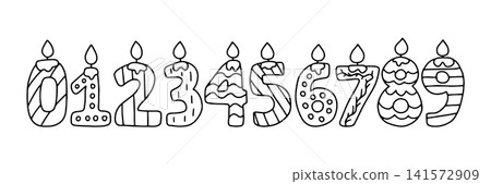 Birthday candles doodle set Birthday candles doodle set 141572909