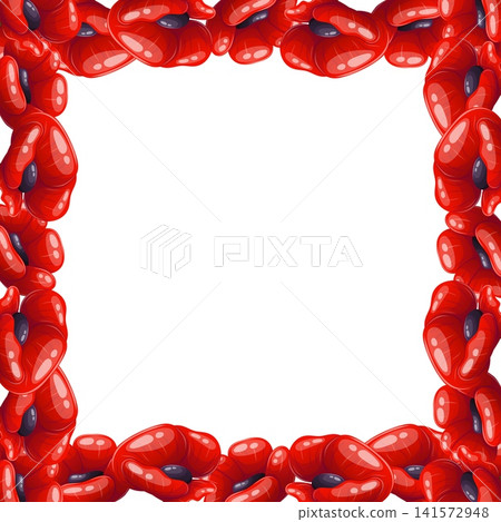 A vector square frame made of red poppies A vector square frame made of red poppies 141572948
