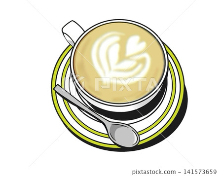 An illustration of a coffee drink, a cafe latte. An illustration of a coffee drink, a cafe latte. 141573659