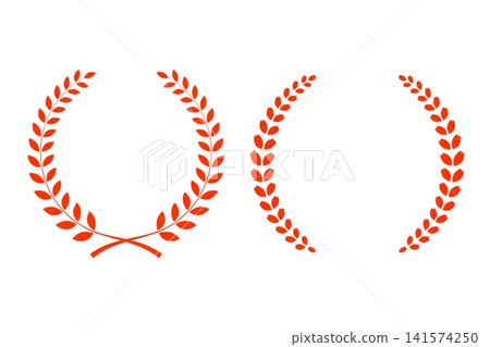 Simple laurel wreath ranking decorative frame, orange/vermilion. Simple laurel wreath ranking decorative frame, orange/vermilion. 141574250