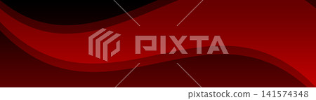 Dark red abstract banner background with smooth dynamic curved gradient waves. Dark red abstract banner background with smooth dynamic curved gradient waves. 141574348
