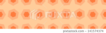 Peach banner background featuring a seamless geometric pattern of orange concentric hexagon shapes. Peach banner background featuring a seamless geometric pattern of orange concentric hexagon shapes. 141574374
