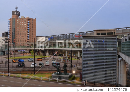 A view of the north exit (Kojō Park entrance) of Takaoka Station (Takaoka City, Toyama Prefecture) A view of the north exit (Kojō Park entrance) of Takaoka Station (Takaoka City, Toyama Prefecture) 141574476