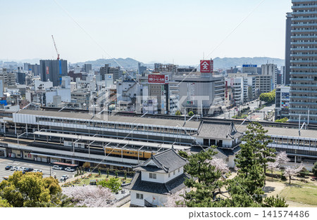 Fukuyama City, Hiroshima Prefecture: Springtime streetscape of Fukuyama (around JR Fukuyama Station) Fukuyama City, Hiroshima Prefecture: Springtime streetscape of Fukuyama (around JR Fukuyama Station) 141574486