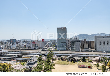 Fukuyama City, Hiroshima Prefecture: Springtime streetscape of Fukuyama (around JR Fukuyama Station) Fukuyama City, Hiroshima Prefecture: Springtime streetscape of Fukuyama (around JR Fukuyama Station) 141574495