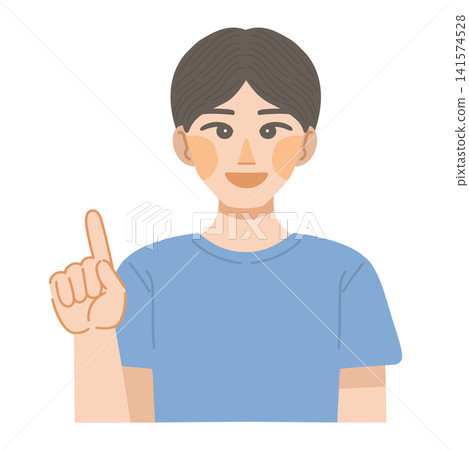 An illustration of a man smiling and pointing upwards. An illustration of a man smiling and pointing upwards. 141574528