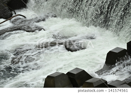 Flooding and rising water levels of rivers 141574561