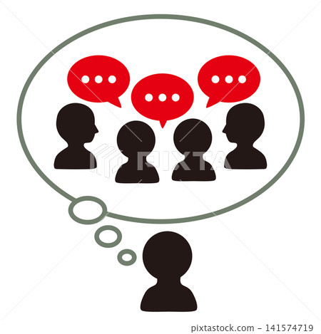 Conceptual illustration of a person observing the echo chamber phenomenon from the outside. Conceptual illustration of a person observing the echo chamber phenomenon from the outside. 141574719