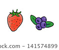 Simple hand-drawn illustrations of strawberries and blueberries 141574899