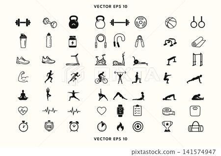 Fitness Gym Icon Collection Fitness Gym Icon Collection 141574947