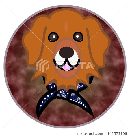 金色尋回犬的臉部插圖,背景為圓形 金色尋回犬的臉部插圖,背景為圓形 141575106