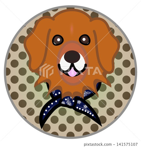 Golden Retriever face illustration with a circular background Golden Retriever face illustration with a circular background 141575107
