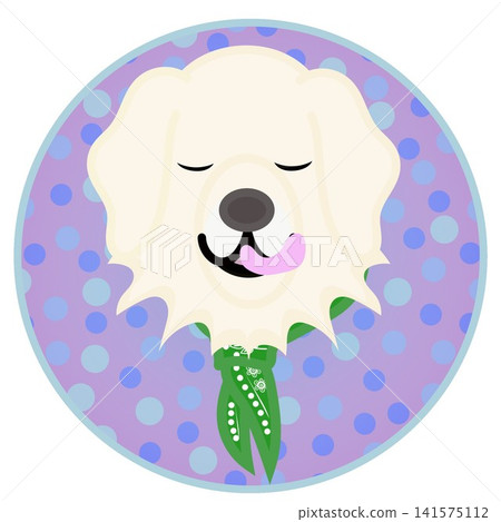 Golden Retriever face illustration with a circular background Golden Retriever face illustration with a circular background 141575112