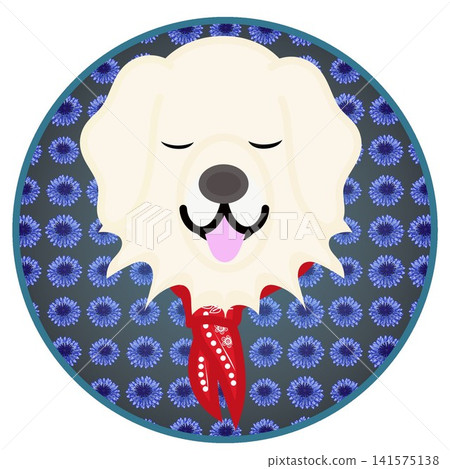 Golden Retriever face illustration with a circular background Golden Retriever face illustration with a circular background 141575138