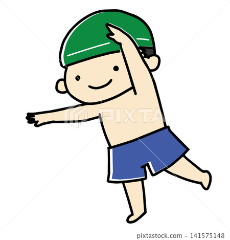 Swimming - Illustration of a boy in a swimsuit 03 Swimming - Illustration of a boy in a swimsuit 03 141575148