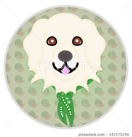 Golden Retriever face illustration with a circular background Golden Retriever face illustration with a circular background 141575249