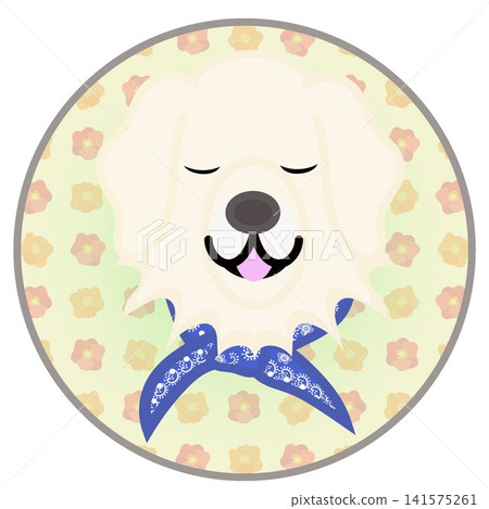 Golden Retriever face illustration with a circular background Golden Retriever face illustration with a circular background 141575261