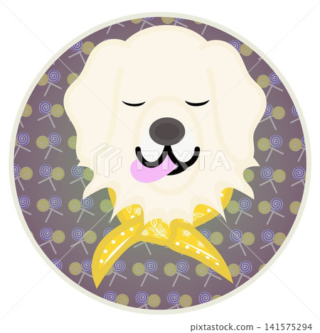 Golden Retriever face illustration with a circular background Golden Retriever face illustration with a circular background 141575294