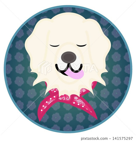 Golden Retriever face illustration with a circular background Golden Retriever face illustration with a circular background 141575297
