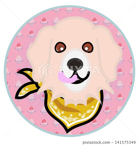Golden Retriever face illustration with a circular background Golden Retriever face illustration with a circular background 141575349
