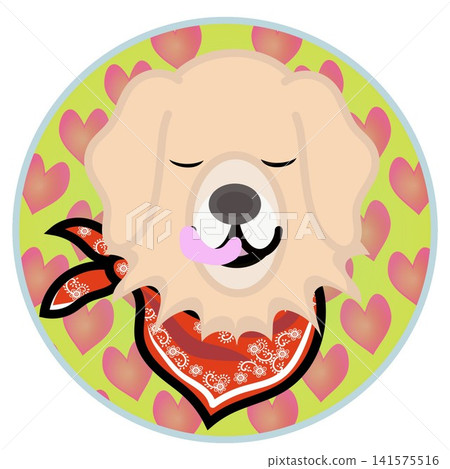 Golden Retriever face illustration with a circular background Golden Retriever face illustration with a circular background 141575516