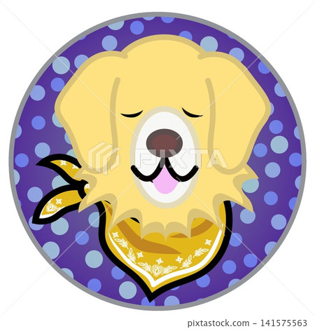 Golden Retriever face illustration with a circular background Golden Retriever face illustration with a circular background 141575563