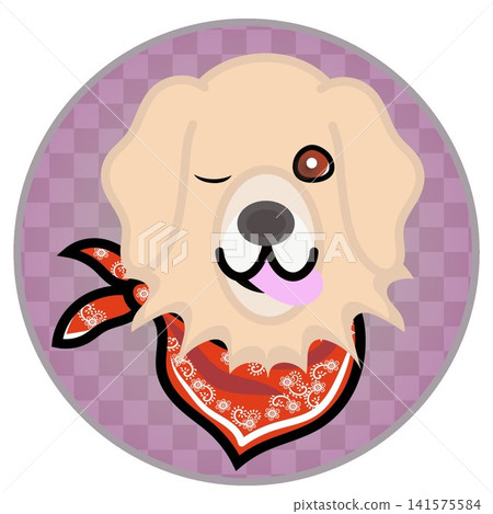 金色尋回犬的臉部插圖,背景為圓形 金色尋回犬的臉部插圖,背景為圓形 141575584