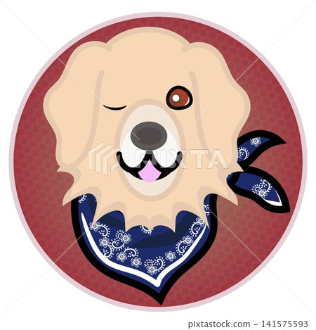 金色尋回犬的臉部插圖,背景為圓形 金色尋回犬的臉部插圖,背景為圓形 141575593