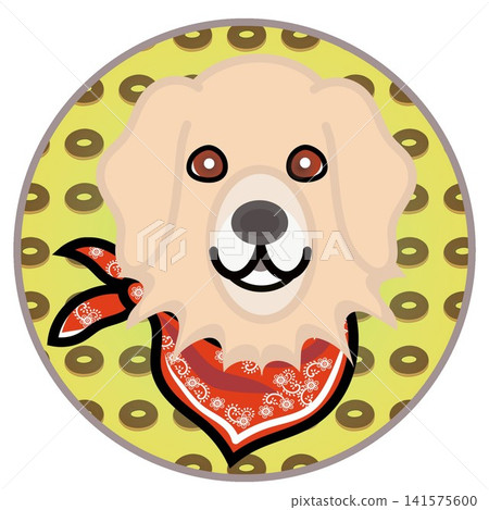 Golden Retriever face illustration with a circular background 141575600