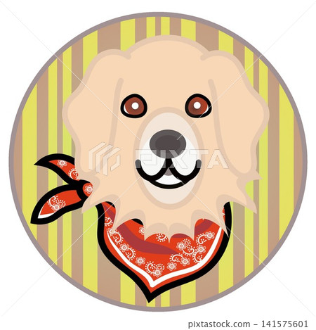 Golden Retriever face illustration with a circular background Golden Retriever face illustration with a circular background 141575601