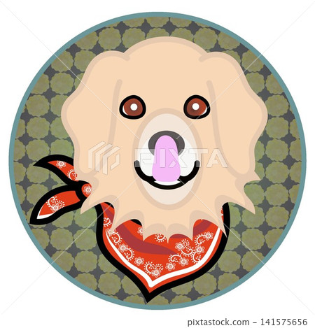 Golden Retriever face illustration with a circular background Golden Retriever face illustration with a circular background 141575656