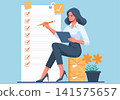 Professional Businesswoman Writing and Planning Illustration 141575657