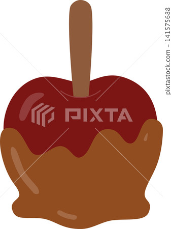 Autumn Caramel Candy Apple Flat Illustration Isolated Fall Festival Sweet Dessert 141575688