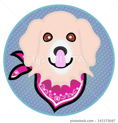 Golden Retriever face illustration with a circular background 141575697