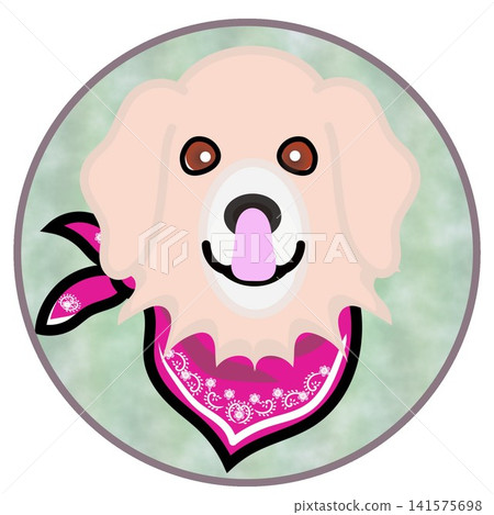 Golden Retriever face illustration with a circular background Golden Retriever face illustration with a circular background 141575698