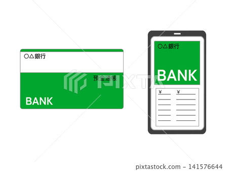 銀行存摺和銀行應用程式的插圖。 銀行存摺和銀行應用程式的插圖。 141576644