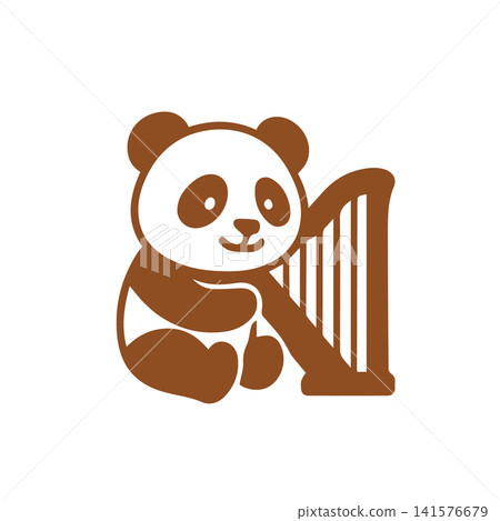 cute panda playing harp cute panda playing harp 141576679